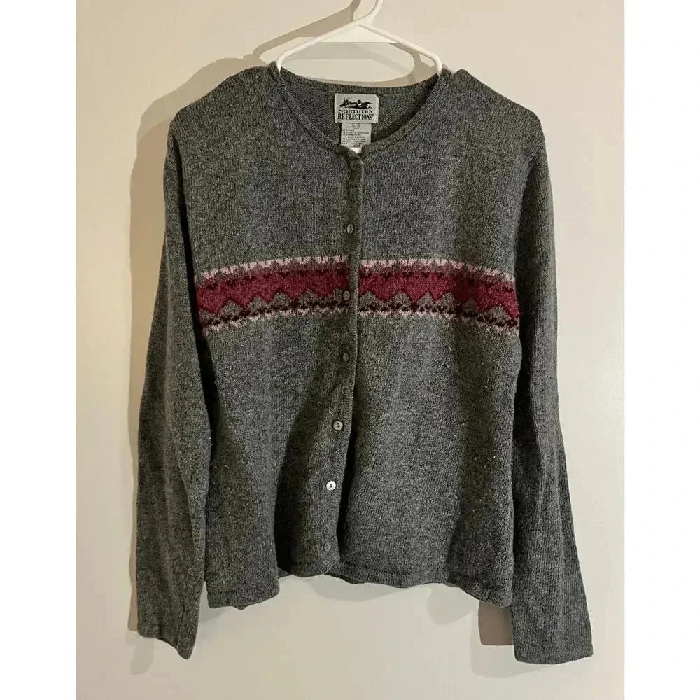 Northern reflections XL vintage wool blend grey cardigan